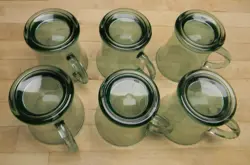 GLASS FOOTED MUGS
