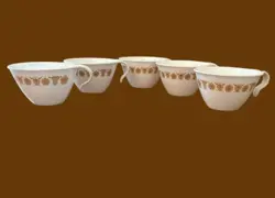 LOT OF 5 VINTAGE CORELLE BUTTERFLY GOLD COFFEE CUPS MUGS HOOK HANDLES