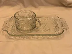 VINTAGE PRINCESS HOUSE CRYSTAL 2 PC FANTASIA SOUP MUG & SANDWICH PLATE SET 505