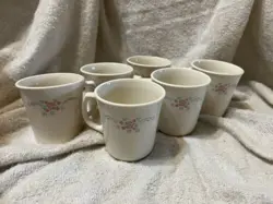 VINTAGE CORNING WARE CORELLE ENGLISH BREAKFAST COFFEE MUGS TEA CUPS SET OF 6