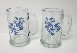 VINTAGE SET OF 2 PFALTZGRAFF YORKTOWNE BEER MUGS CLEAR GLASS