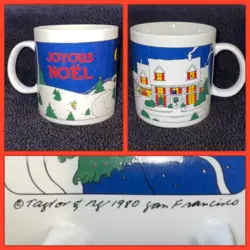VTG 1980 TAYLOR & NG JOYOUS NOEL CHRISTMAS HOLIDAY COFFEE CUP CERAMIC MUG G