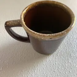VINTAGE MCCOY POTTERY BROWN DRIP GLAZE COFFEE MUG TEA CUP D HANDLE USA MCM RETRO