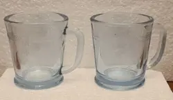 2 VINTAGE ANTIQUE FIRE KING PHILBE BLUE SAPPHIRE COFFEE MUGS