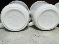 4 CORNING USA VINTAGE WINTER FROST WHITE COFFEE TEA CUP MUGS D HANDLE MWAVE OK