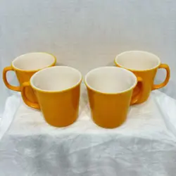 4 CORELLE CORNING WARE GOLDEN YELLOW MILK GLASS MUG 