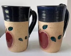PAIR POTTERY MUGS
