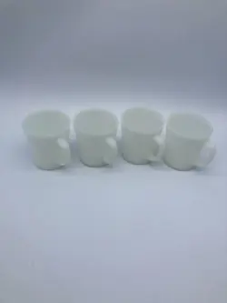 4 VINTAGE FIRE KING WHITE MILK GLASS COFFEE MUGS CUPS ANCHOR HOCKING