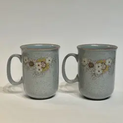 SET OF 2 VINTAGE DENBY POTTERY REFLECTIONS STONEWARE COFFEE MUGS MADE IN ENGLAND
