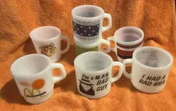 VTG FIRE KING ANCHOR HOCKING COFFEE CUPS MUGS MIXED LOT OF 7