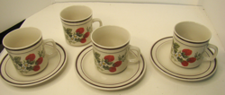VINTAGE TS STRAWBERRY VINE 4 COFFEE MUGS AND 3 SAUCE PLATES KITCHEN FRUIT