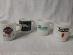 LOT OF 4 VTG FIRE KING ADVERTISING COFFEE MUGS