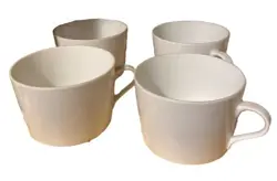 VINTAGE BLOCK SPAL LISBOA WHITE FLAT CUP, MADE IN PORTUGAL, SET OF 4 PERFECT