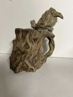 VINTAGE 1973 JIM RUMPH CERAMARTE TANKARD MUG RAVEN BIRD SPLATTER TROLL GREMLIN