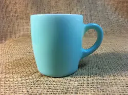VINTAGE HAZEL ATLAS TURQUOISE BLUE MILK GLASS COFFEE MUG C HANDLE