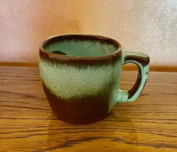 VINTAGE FRANKOMA POTTERY MUG CUP PRAIRIE GREEN PLAINSMAN COFFEE MUG CUP