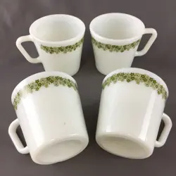VTG SET OF 4 PYREX CRAZY DAISY SPRING BLOSSOM COFFEE CUPS MUGS 