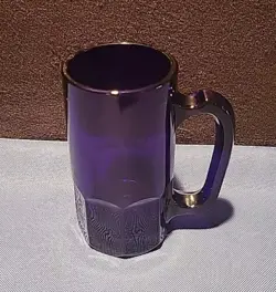 VINTAGE COBALT BLUE GLASS MUG BEER STEIN 5 1/2