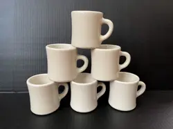 6 VTG VICTOR MUG HEAVY STONEWARE COFFEE CUP DINER RESTAURANT USA SET OF 6