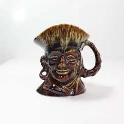 VINTAGE ROCKINGHAM HARKER 1840 DRIP GLAZE BROWN PIRATE MUG MADE IN USA