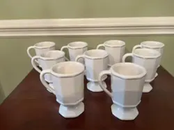 9  VINTAGE PFALTZGRAFF HERITAGE WHITE PEDESTAL 10 OZ COFFEE TEA COCOA MUGS 5