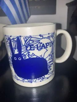 VINTAGE 1978 TAYLOR & NG LE LAPIN FRENCH RABBIT COFFEE TEA CUP MUG BLUE RARE