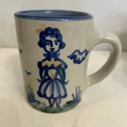 VTG M A HADLEY POTTERY FARMER’S WIFE THE END STONEWARE COFFEE MUGS COTTAGE CORE