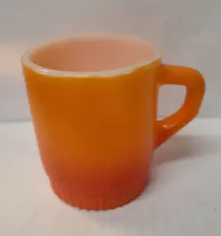 VINTAGE ANCHOR HOCKING FIRE KING WARE ORANGE STACKING COFFEE CUPS MUG