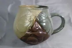 VINTAGE POTTERY CRAFT USA LARGE STONEWARE MUSTACHE MAN FACE MUG COFFEE TEA