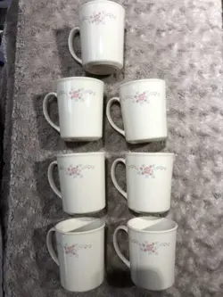 7 CORNING CORELLE ENGLISH BREAKFAST (RETIRED PATTERN) COFFEE MUG TEA CUP VINTAGE