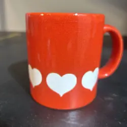 WAECHTERSBACH WEST GERMANY RED MUG W/ WHITE HEARTS VINTAGE VALENTINE’S
