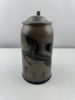 VTG WIM MUHLENDYCK SALT GLAZE MUG STEIN MCM GERMAN STONEWARE ART POTTERY HORSE