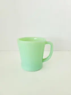 VINTAGE FIRE KING JADEITE FLAT BOTTOM D HANDLE MUG ANCHOR HOCKING