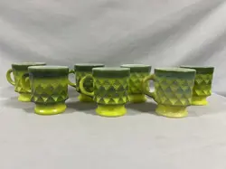 VTG ANCHOR HOCKING FIRE KING COFFEE CUP MUG KIMBERLY DIAMOND PATTERN LOT OF 7