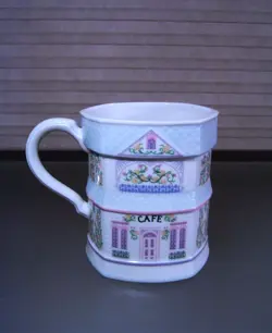 VINTAGE THE LENOX VILLAGE TEA COFFEE MUG LIGHT BLUE 1992 CAFE SHAPE