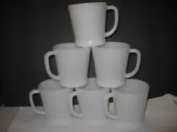 6 VINTAGE FIRE KING WHITE COFFEE MUGS D HANDLE