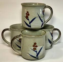 VINTAGE OTAGIRI STONEWARE MUG SET OF 4 COFFEE CUPS 