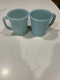 2 VINTAGE FIRE KING TURQUOISE BLUE 