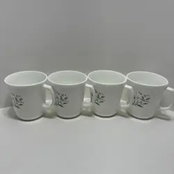 VINTAGE CORELLE CORNING WARE ROSEMARIE PINK TULIP COFFEE CUPS MUG,SET OF 4 USA