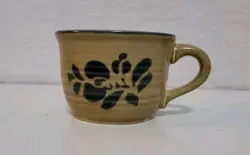 PFALTZGRAFF FOLK ART TAN & BLUE COFFEE CUP MUG USA VINTAGE 