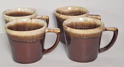 VINTAGE MCCOY POTTERY BROWN DRIP GLAZE COFFEE MUGS/CUPS SET OF 4