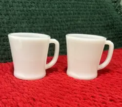 VTG FIRE KING WHITE MUGS QTY 2 MUGS D HANDLE