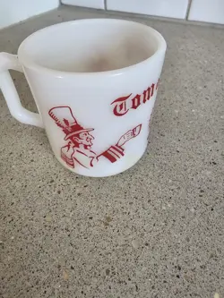 VINTAGE HAZEL ATLAS TOM AND JERRY WHITE MILK GLASS MUG