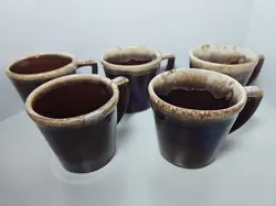 MCCOY BROWN DRIP GLAZE COFFEE MUG CUP D HANDLE POTTERY USA VINTAGE SET OF 5