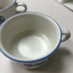 SET OF 4 PFALTZGRAFF YORKTOWNE STONEWARE SOUP MUGS HANDLE BOWL 7-1 VINTAGE