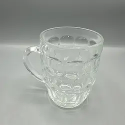 VINTAGE ARCOROC FRANCE CLEAR THUMBPRINT GLASS BARREL BEER MUG REPLACEMENT MCM