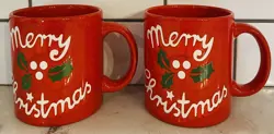 2 - VINTAGE WAECHTERSBACH MADE IN W. GERMANY CHRISTMAS TREE MUGS, COFFEE CUPS