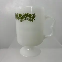 VINTAGE CORELLE PYREX SPRING BLOSSOM CRAZY DAISY MILK GLASS PEDESTAL MUG CUP