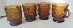 VTG SET OF 4 ANCHOR HOCKING FIRE KING BROWN AMBER KIMBERLY DIAMOND COFFEE MUGS