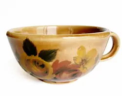 VINTAGE MCCOY POTTERY 137 SOUP BOWL COFFEE MUG LARGE WITH HANDLE BROWN FLORAL